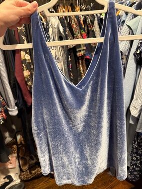 LOFT Dusty Blue Velvet V-Neck Camisole